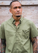 MEN'S OLIVE BUTTON-UP SHIRT