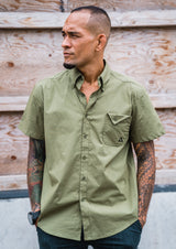 MEN'S OLIVE BUTTON-UP SHIRT