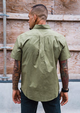 MEN'S OLIVE BUTTON-UP SHIRT