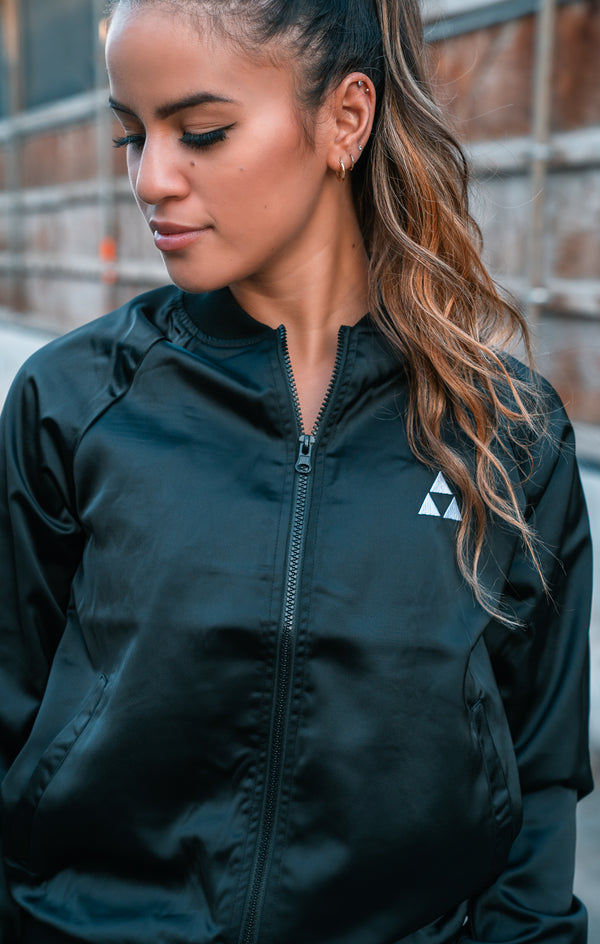 WOMEN'S MAU BLACK BOMBER JACKET