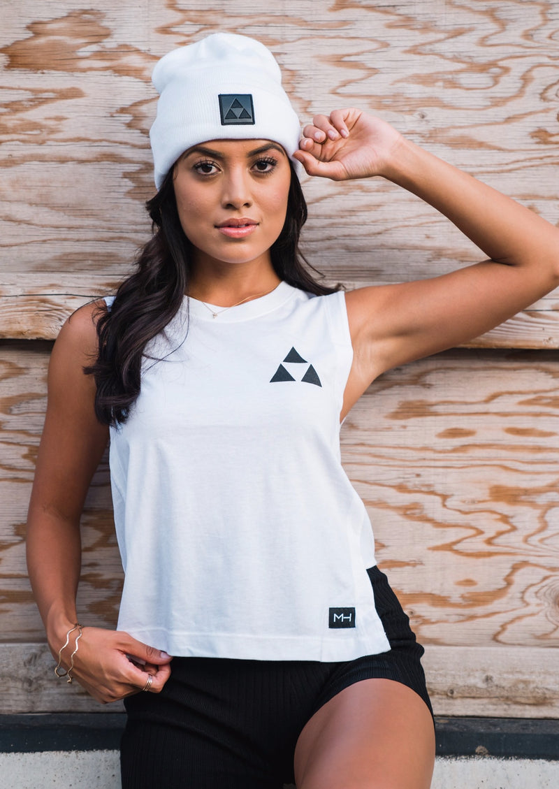 WOMEN'S WHITE TRIANGLE TANK