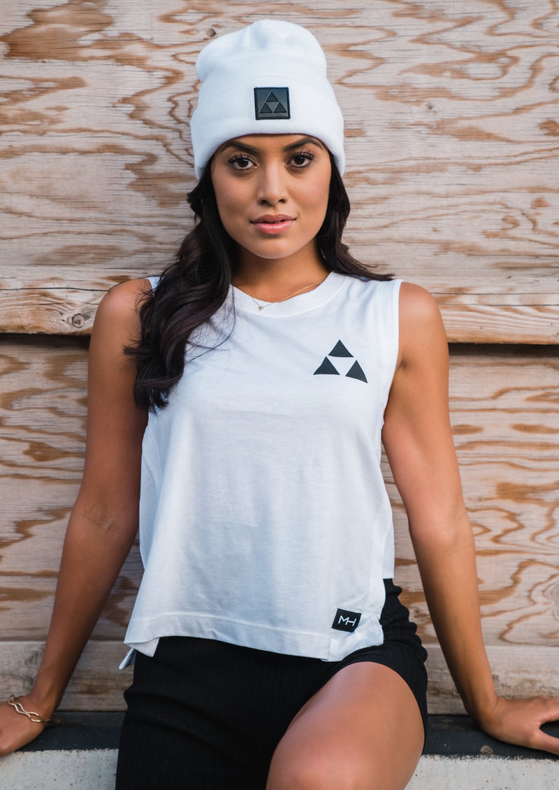 WOMEN'S WHITE TRIANGLE TANK