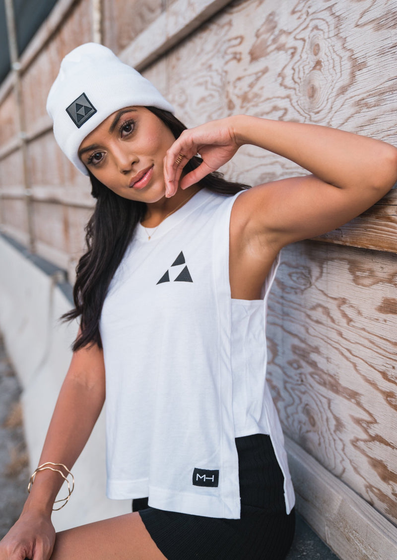 WOMEN'S WHITE TRIANGLE TANK